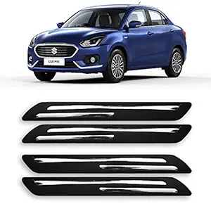 ROYALS CHOICE Car Bumper Protector Guard for Maruti Suzuki Swift Dzire ZXI at with Double Chrome Strip Set of 4Pcs (Black)