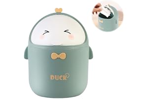 CHOONJIN Mini stołowy kosz na śmieci z pokrywką, słodki kosz na śmieci z kreskówki, mały kosz na śmieci, do pokoju dziecięcego, biura, sypialni i łazienki