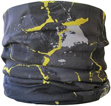 Multifunctional Headwear Grey & Yellow Marble