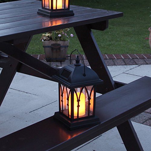schwarze Solar Laterne mit LED Kerze und täuschend echt wirkenden Flacker-Effekt, von Festive Lights - 6