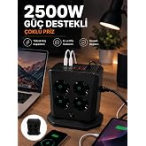 &Ccedil;oklu Priz 8 &Ccedil;ıkışlı 4 USB 2 Type-C Anahtarlı Dikey Priz Kulesi
