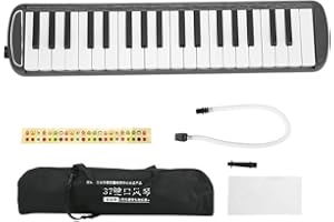 RITOEASYSPORTS 37 Keys Piano-Style Melodica Long Tube Melodica with Key Stickers Double Mouthpieces Tubes Carrying Bag for Kids Beginners Adults Gift (Black) Wind Instrument