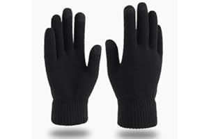 Gadgets Mafia Thermal Insulated Knitted Touch Screen Gloves for Women – Winter Wooly Warm Knit Work Gloves – Windproof, Stretchy, Fleece Lined, Black (Black Knitted)