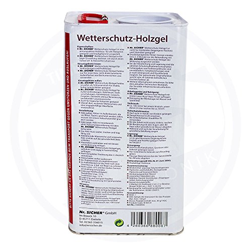 NR. SICHER Wetterschutz-Holzgel 5 Liter Farbe: Nussbaum - 3