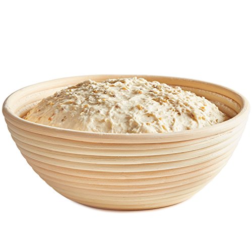 Andrew James – Runder 22cm Brotgärkorb Gärkorb aus natürlichem Rattan – Geeignet für die Herstellung aller Brotsorten sowie für professionelle Verwendung in Bäckerein – Für bis zu 1Kg Teig