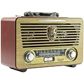 Meier M-115BT Şarjlı Nostaljik Bluetooth Hoparl&ouml;r Fm Radyo USB/SD/MP3