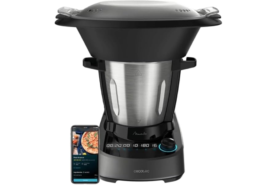Cecotec Robot da Cucina Multifunzione Mambo 11090 1600 W, 37 Funzioni, APP, Bilancia e Brocca da 3,3 Litri in Acciaio Inox Adatto per Lavastoviglie, Ricettario e Accessori