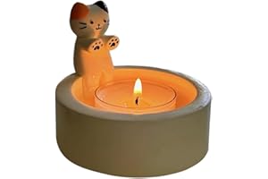 LEVABE Candelabro con Patas calentadoras de Gato, Lindo portavelas de té para Gatito, Divertido portavelas Hecho a Mano, decoración de Mesa, candelabro de Gato, Regalo para niñas y Mujeres