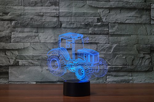 Traktor Hologramm 3d Lampe Nachttischlampe, Nachtlicht fürs Kinderzimmer, LED Lampe fürs Wohnzimmer - 3
