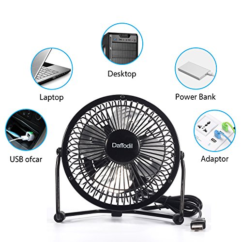 USB Tischventilator – Daffodil UFN100 – Für kühlen Kopf an heißen Sommertagen (Schwarz) - 2