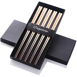 Buyer Star 5 Paires Chopsticks coréennes Or Rose Acier Métal Baguettes réutilisables Longueur 9" Acier Inoxydable 304 18/10