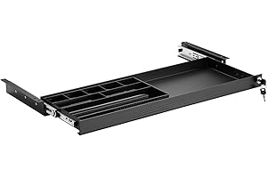 CAVO Dokumentenschublade abschließbar aus Stahl 740 x 250 mm, inkl. Schubladeneinsatz schwarz, Schreibtischschublade Unterbauschublade