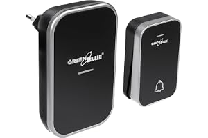 GreenBlue kinetic batterifri trådlös ringklocka, 38 melodier, svart, räckvidd upp till 200 m, IP44, GB157 B
