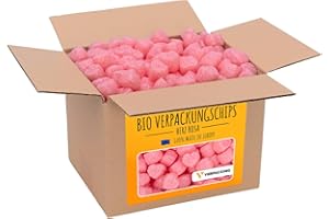 verpacking BIO Verpackungschips aus Maisstärke [Farbe & Menge wählbar] Füllmaterial für Pakete 50 Liter - Rosa [Herz]