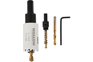 MOLLOM (25.5mm | 1") Scie-cloche bimétal HSS M42 avec 8% de cobalt avec 2 forets pilotes et mandrin, coupe lisse pour PVC, plaque de plâtre, bois, plastique, plaque de plâtre, caoutchouc