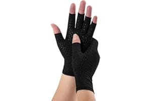 Novetec Gants Arthrite Sans Doigts Compression Femme Homme Colle Ponctuée Soutien Mains Polyarthrite Rhumatoïde Arthrose Soulagement Maladie Raynaud Respirant Conduire Travail Usage Quotidien 1 paire