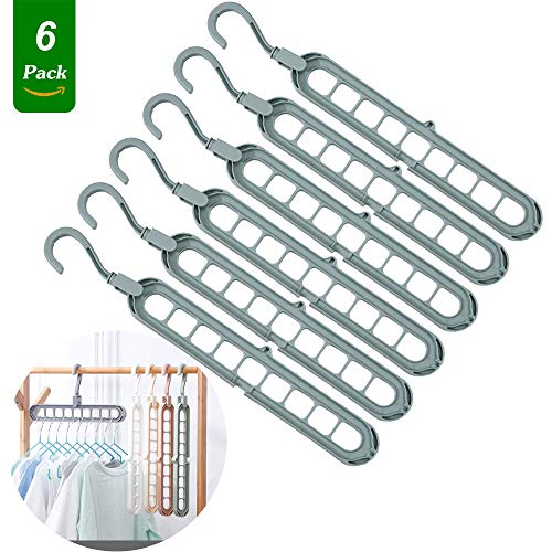 Cintre Gain de Place, Lot de 6 Multi Cintre Magique Organisateur, Cintres Plastiques Adultes, Magic Cintre Rangement et Organisation pour Vêtements Gain de Place dans les Placards