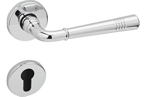 1 Juego de manillería FREJA Cromado pulido Perfil manillas para puertas en rosa redonda Juego de manillería Vintage con material de fijación de Sotech