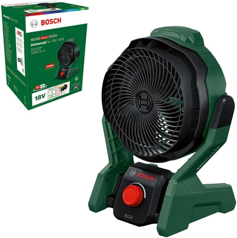 Bosch Home And Garden Akülü Vantilatör, Evrensel Fan 18V-1000 (Aküsüz, 18 Volt Sistemi, Amatör Çalışanlar, Kamp ve Daha Fazlası için, Hava Debisi: 1.000 M3/Saat)