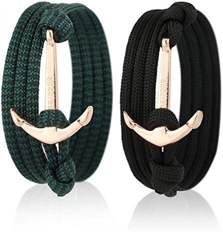 Anchor Wrap Bracelet Set for Him and Her, Set of 2 with Gold 7042