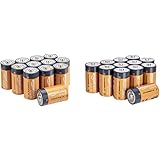 Amazon Basics Everyday C-Alkalibatterien, 1,5 V, 12 Stück (Aussehen kann variieren) & Everyday Alkalibatterien, Typ D, 1,5 V,
