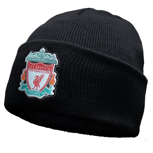 Liverpool FC Official Football Gift Knitted Bronx Beanie Hat Crest Black
