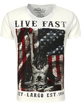 Key Largo Herren T-Shirt FAST Vintage Print Live USA Flag Girl Tattoo Riders Biker