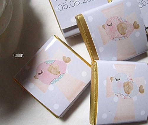 Mini Personalised Chocolates First Communion, Christening, Baptism, Bird & Cross, Party Favours, Pack of 25 pcs