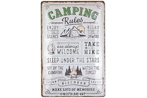 Nostalgic-Art Retro plåtskylt, 20 cm x 30 cm, campingregler – Presentidé för campingfantaster, tillverkad av metall, vintage