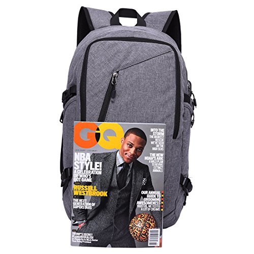 Business Laptop Rucksack Multifunktionale Leichte Schule Spielraum Beutel mit USB Aufladenhafen 15 6 Zoll Laptop 35L  Grau