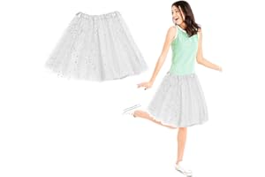 CLIUNT Falda de Tul para Mujer,Vestido Corto de Danza Ballet,Enagua años 50,Tutú,Falda de Tul Blanca,para Carnaval Fiesta Disfraces Disfraz Cosplay