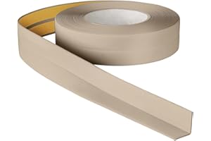 ProfiPVC Battiscopa Morbido PVC 18x18mm - 5 metro, Nastro Sigillante Autoadesivo per Cucina e Bagno, Elastico e Divisibile, con Striscia Spezzata, Montaggio Facile, Beige