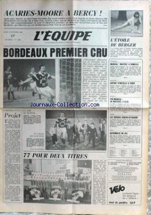 EQUIPE (L') [No 11956] du 18/10/1984 - ACARIES- MOORE A BERCY - BORDEAUX - SOPHIE BERGER - FOOT - MUNDIAL - ATHLETISME - DUPONT A PARIS - BASKET - TENNIS - LES SUEDOIS - GOLF. gratuit