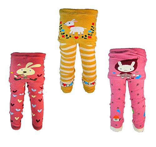 [Backbuy] 3 Pants 0-24 Months Baby Girls Toddler Leggings trousers Knitted pants B1C1C2 (12-18 Months)