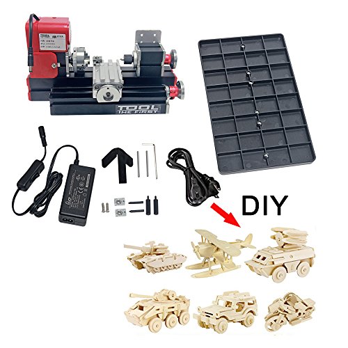 Wisamic Motorisierte Mini Metallbearbeitung Drehmaschine Drehbank Heimwerkerutensilien Metall Holzverarbeitung für die Pädagogik der Naturwissenschaften Hobby Modellbau Werkzeug - 2