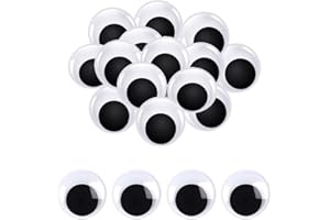 Qikaara 20 Stück Selbstklebende Wackelaugen große 40mm Kulleraugen Selbstklebend Kunststoff Augen zum Basteln Puppe Augen Schwarze Bastelaugen Big Wiggle Googly Eyes für DIY Kunsthandwerk Dekoration