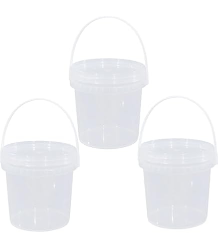 Plastic Buckets Tubs White Transparent Tamper Evident Lids 0.5L 1L 3L