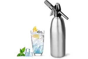 HXZB Silver 1L Aluminium Soda Siphon Maker Machine - Make Sparkling Water for Juice Drinks Cocktail, Use Standard CO2 Charger (Not Included)