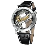 FORSINING Men's Unique Luxury Automatic Movement Leather Strap Skeleton Analog Watch FSG9418M3S1
