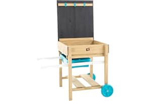 TP Toys Deluxe-Spieltisch aus Holz für Sand und Wasser, mit Tafel, Aufbewahrungsregal, sensorisches Spielen im Freien und Garten, Kunst- und Basteltisch, für Kinder ab 3 Jahren, FSC-zertifiziertes