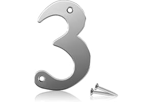 Bwintech 1 pezzi 75MM di altezza (3 pollici) Cromo imbullonato numero di porta 3 in acciaio inox 304 numero di casa, adatto per anteriore, legno, composito, UPVC porta