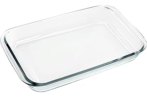TOKSEO Plat à gratin rectangulaire en verre transparent de 2,2 l - 34 x 20 x 5 cm - Plat à four Tiramisu - Plat à gratin - Plat à lasagnes