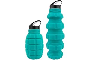 QICHENG&LYS Borraccia Da Viaggio Pieghevole 580ML, Borraccia Silicone Pieghevole Riutilizzabile Senza BPA, Per Ciclismo Trekking Palestra ,Borracce Sportiva Portatile A Prova Di Perdite Con Moschettone
