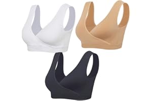 Lemef Nursing Sleep Bras Wirefree Maternity Breastfeeding Bras 3 Pack