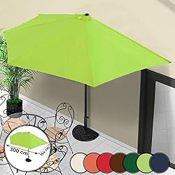 Demi-Parasol - Ø 3 m, avec Manivelle, Protection UV 30+, Polyester, Couleurs au Choix - Demi-Parasol pour Balcon, Terrasse, Jardin