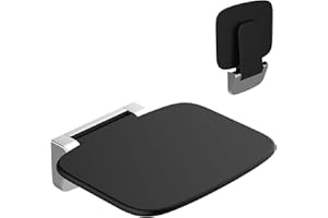 HEUFFE Sedile per Doccia da Parete Ribaltabile，Sgabello Doccia Pieghevole a Muro，Sedia da Doccia Disabili e Anziani（Nero）