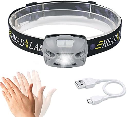 Lawrences Larger View Mouse Headlamps Waterproof Rechargeable LED Headlights with Infrared Sensor Ultra Bright 3-light Mode and Sensor Suitable for Riding Camping Hiking Adventrous Outdoor Sports