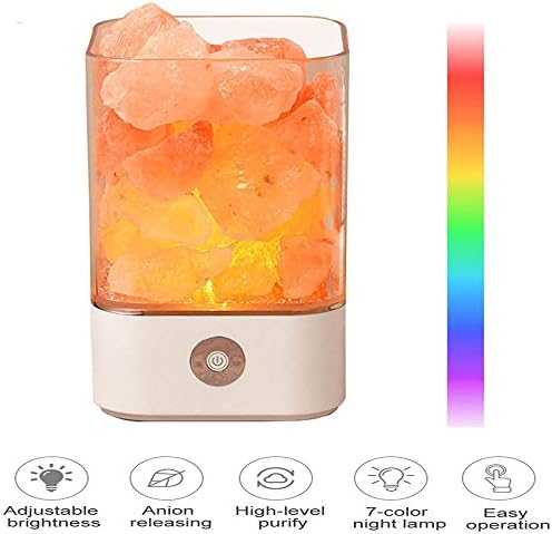 Night Light Salt Lamp MeiTeAi Himalayan Crystal Rock Lamp Ambient Lights 7 Colorful Air Purification Stress Reliever Creative Decorations Gift (white)