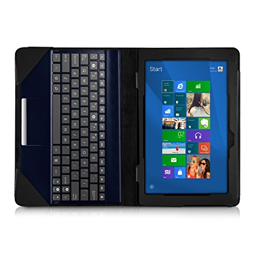 kwmobile 3in1 Set: Hülle inkl. Tastatur Cover für Asus Transformer Book T100 Chi mit Ständer – Kunstleder Tablet Case Schutzhülle in Schwarz + Folie, kristallklar + Stylus, Schwarz - 4