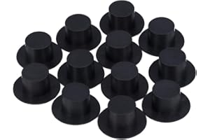 TODDMOMY 50 Stück Mini Zylinder Kunststoff Hüte Dekorative Weihnachtspuppe Spielzeug Hut Weihnachtskuchen Handwerk Dekoration Kleinen Clown Hut für Multi DIY Projekte Schwarz